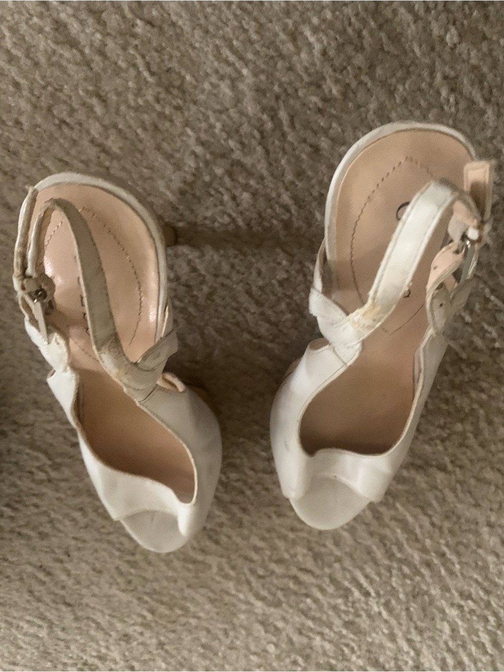 Guess White Peep-Toe Slingback Heels